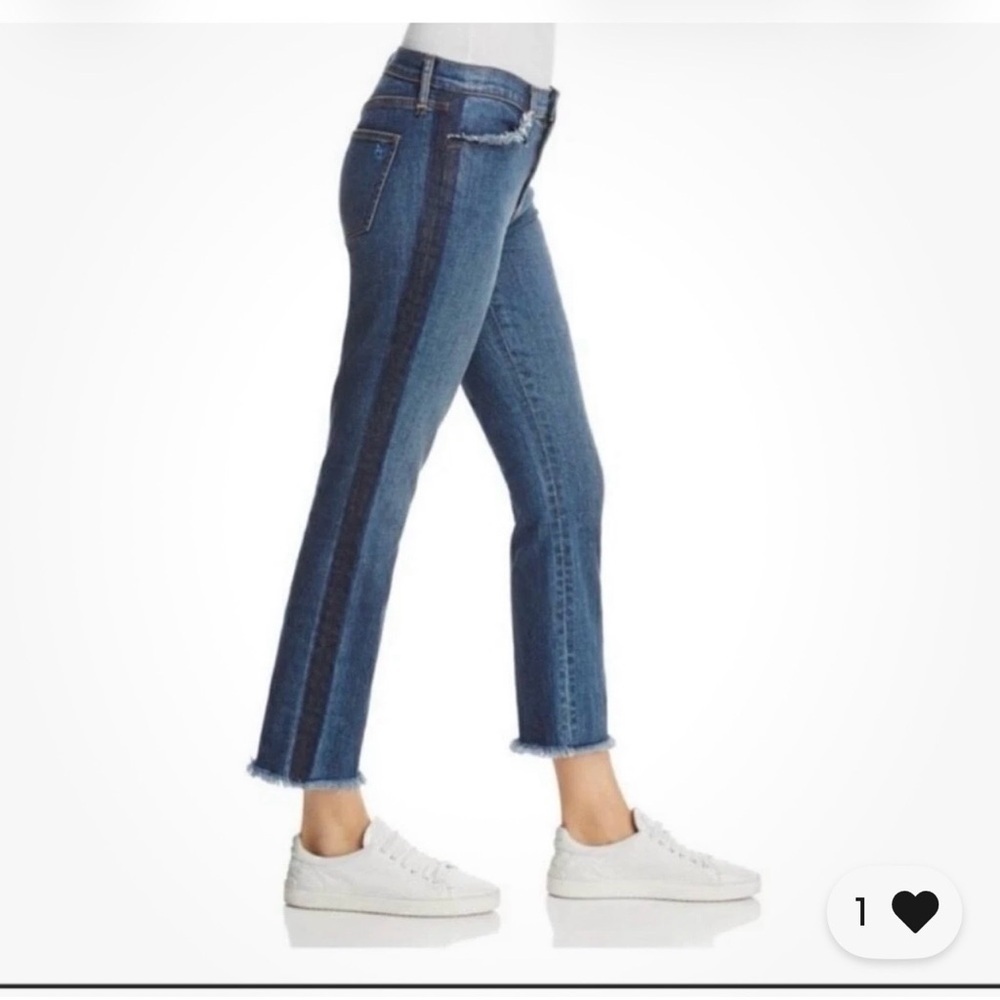$198 Tory Burch Harley Cropped Rain Wash Blue Raw Fringe Jeans 30 W 32
NWT